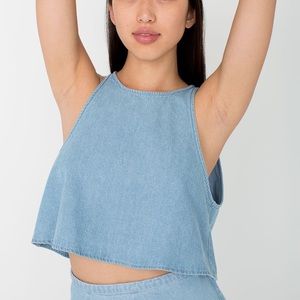 American Apparel Denim Split Back Crop Tank